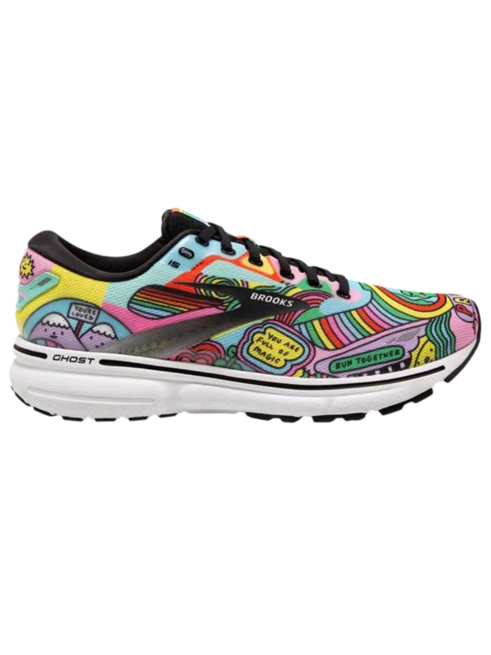Brooks Ghost 15 Pride Wednesday Holmes LGBTQ Running Shoes Size 7.5